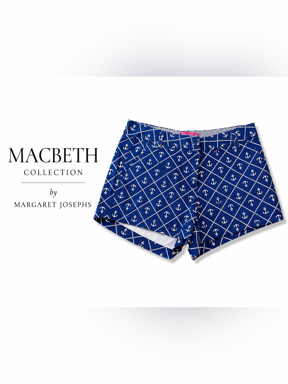 Macbeth Collection Margaret Josephs Anchor Print Shorts Nautical Size M